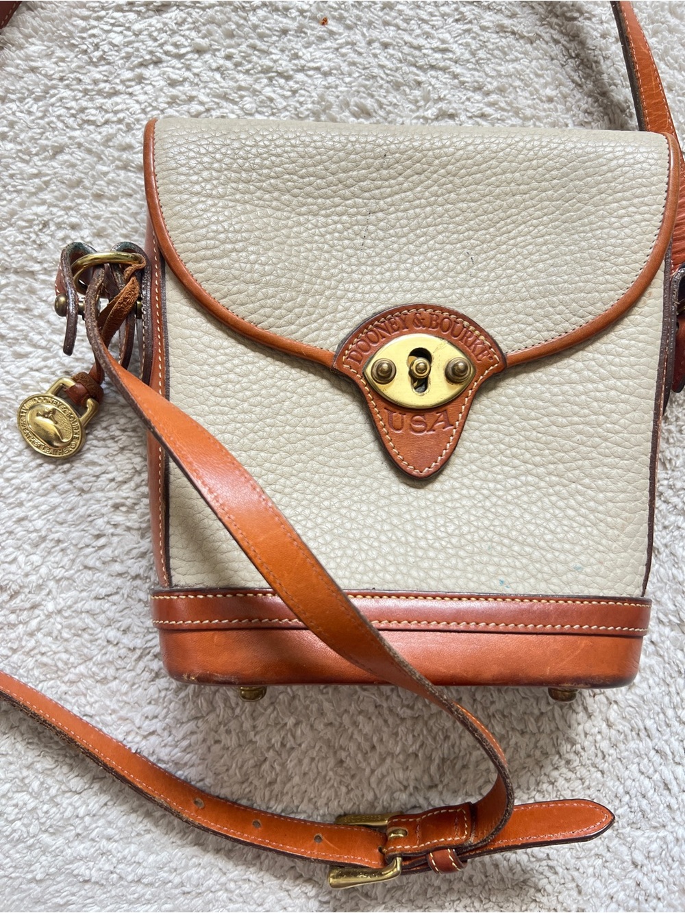 Vintage 90s Dooney and Bourke Cavalry Spectator Handbag, D&B equestrian purse